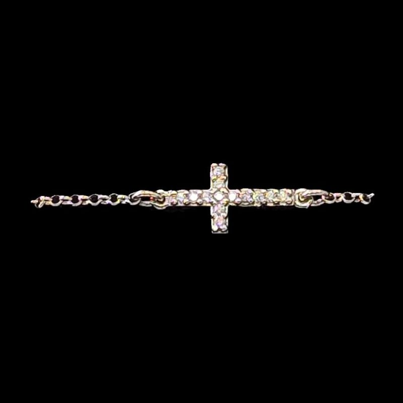 FSJ676 SILVER CZ CROSS BRACELET