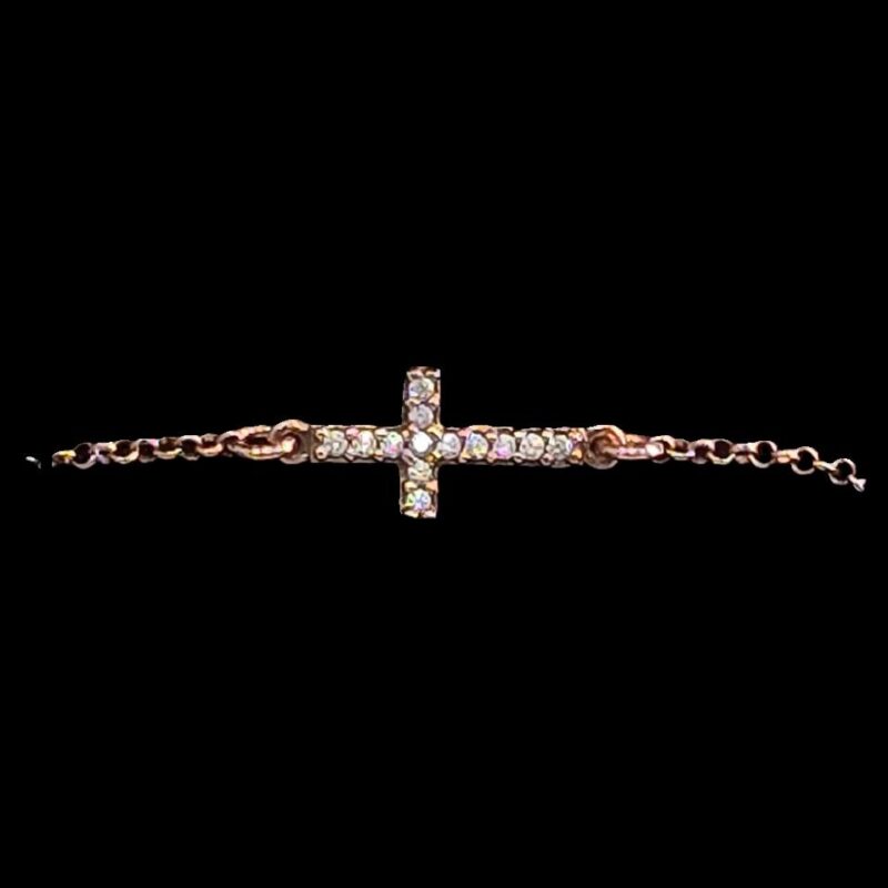 FSJ673 ROSE GOLD CZ CROSS SMALL BRACELET